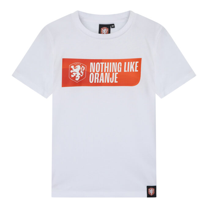 KNVB T-shirt Nothing like Oranje kids - Wit