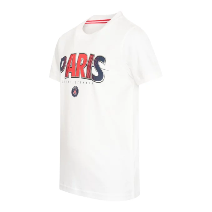 PSG Paris t-shirt wit kids schuin