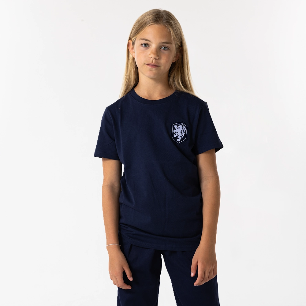 KNVB t shirt navy blue kids voorkant model 1