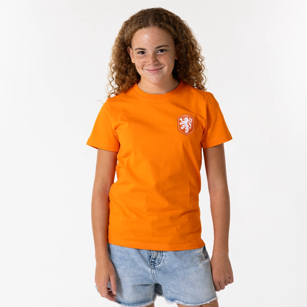 KNVB t shirt oranje kids voorkant model 3