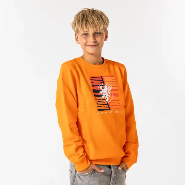 Nederlands elftal kids sweater big logo oranje model 2