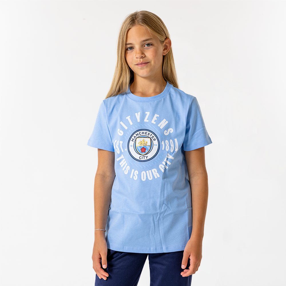 Mancity t shirt kids voorkant model 1