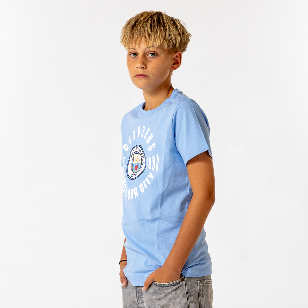 Man city t shirt kids voorkant model 2
