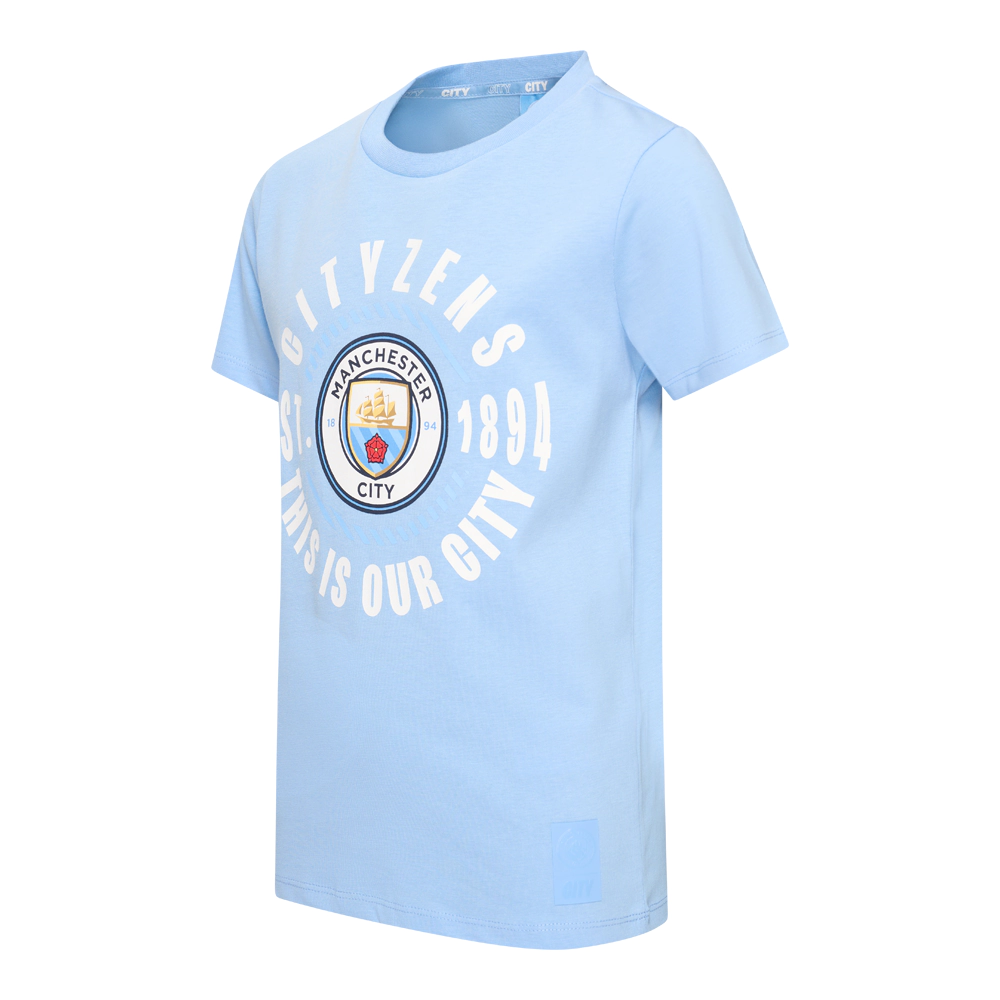 Manchester City big logo kids t-shirt schuin