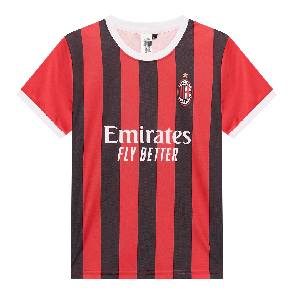 AC Milan thuisshirt officieel voetbalshirt rood zwart met Emirates Fly Better sponsor