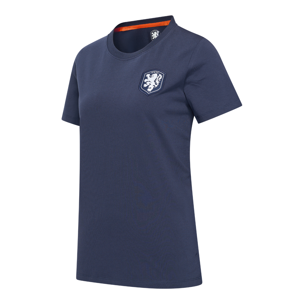 Nederlands elftal logo t shirt navy blue vrouwen zijkant