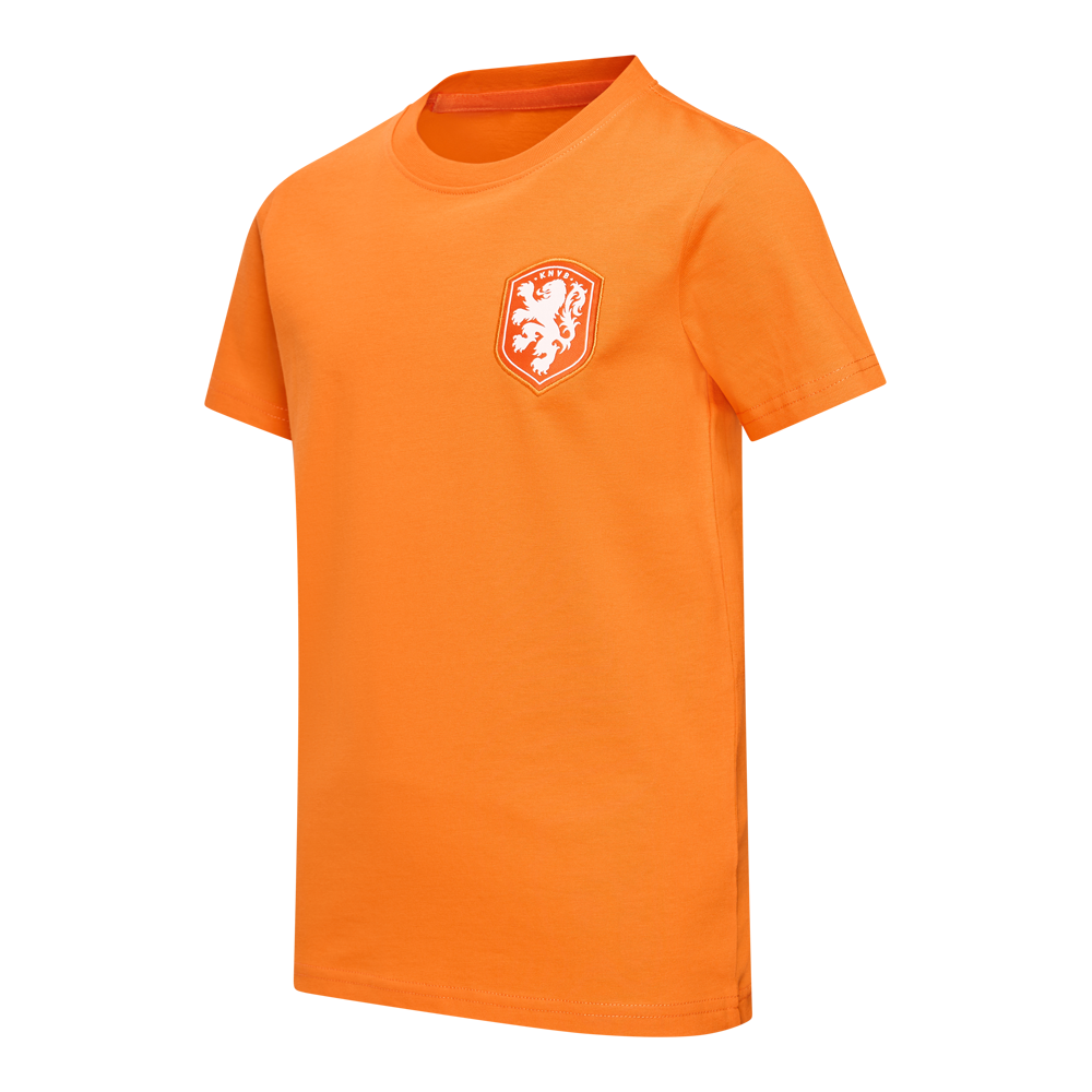 Nederlands elftal logo t shirt oranje kids zijkant