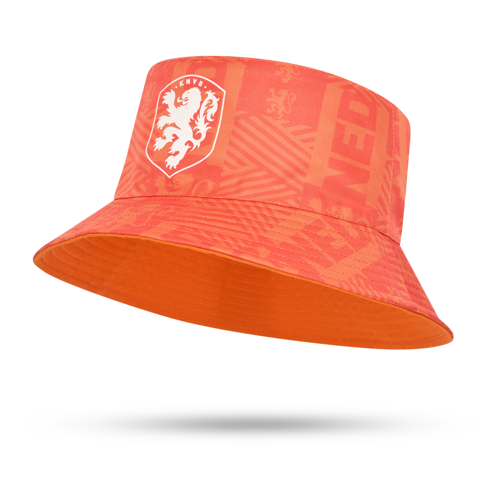 Nederland bucket hat reversible oranje KNVB logo zijkant