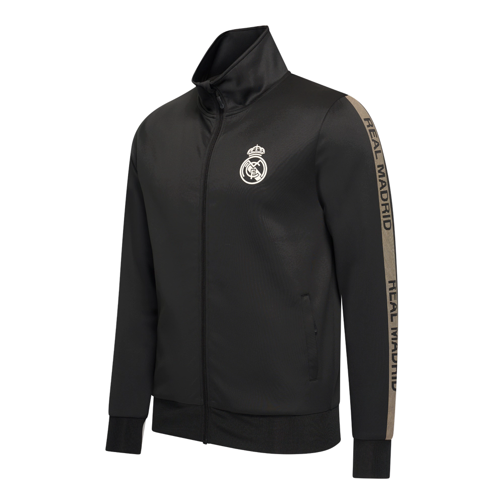 Real madrid trainingspak heren 25 26 zwart vest schuin