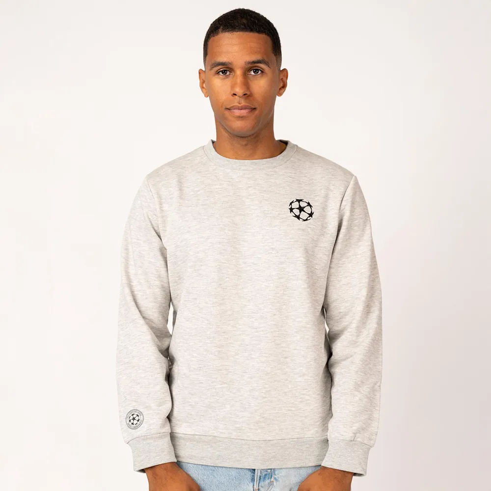 Comfortabele grijze sweater met Champions League voetbal-embleem.